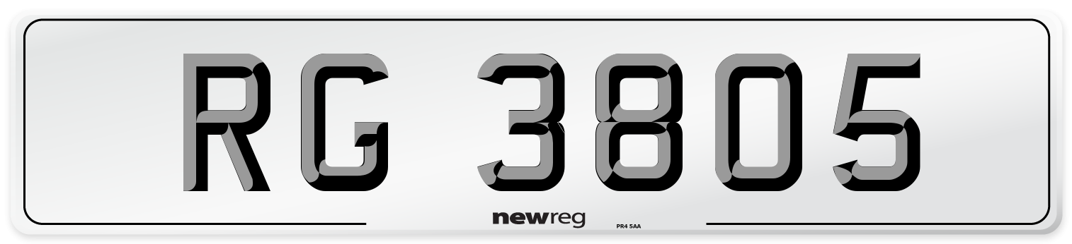 RG 3805 Number Plate from New Reg